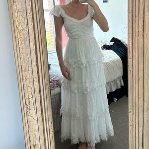 Saylor white tiered dress